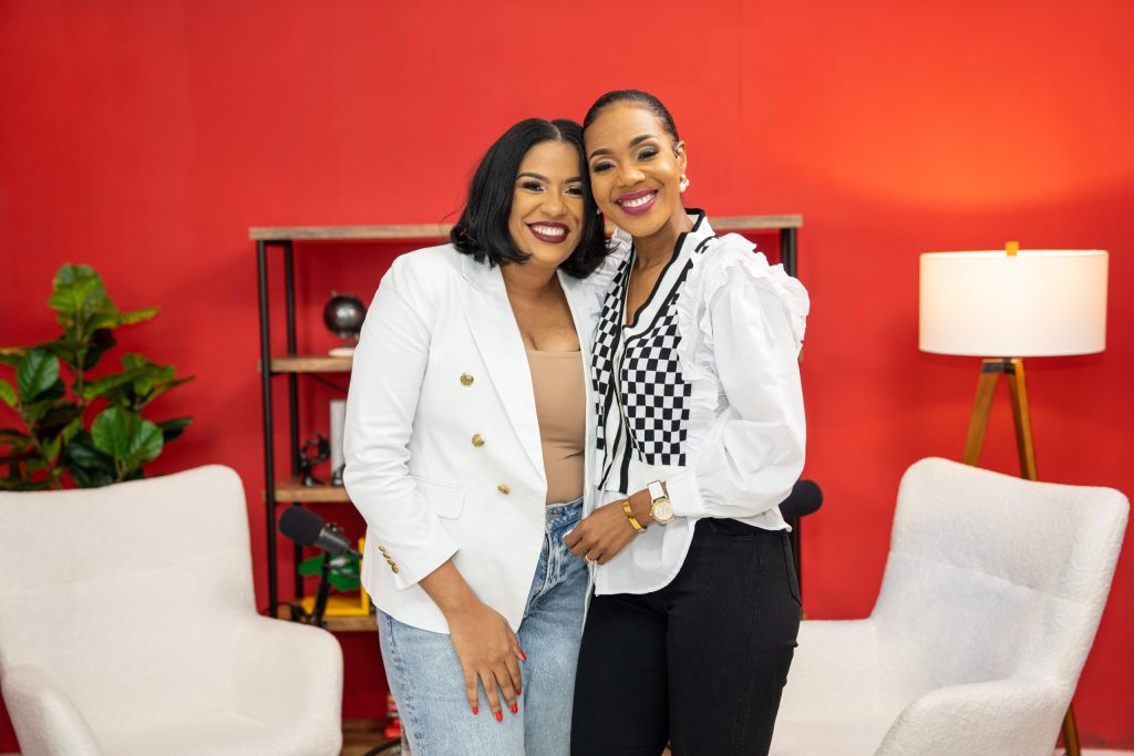 Tamar McKenzie and Terri-Karelle are all smiles on set 